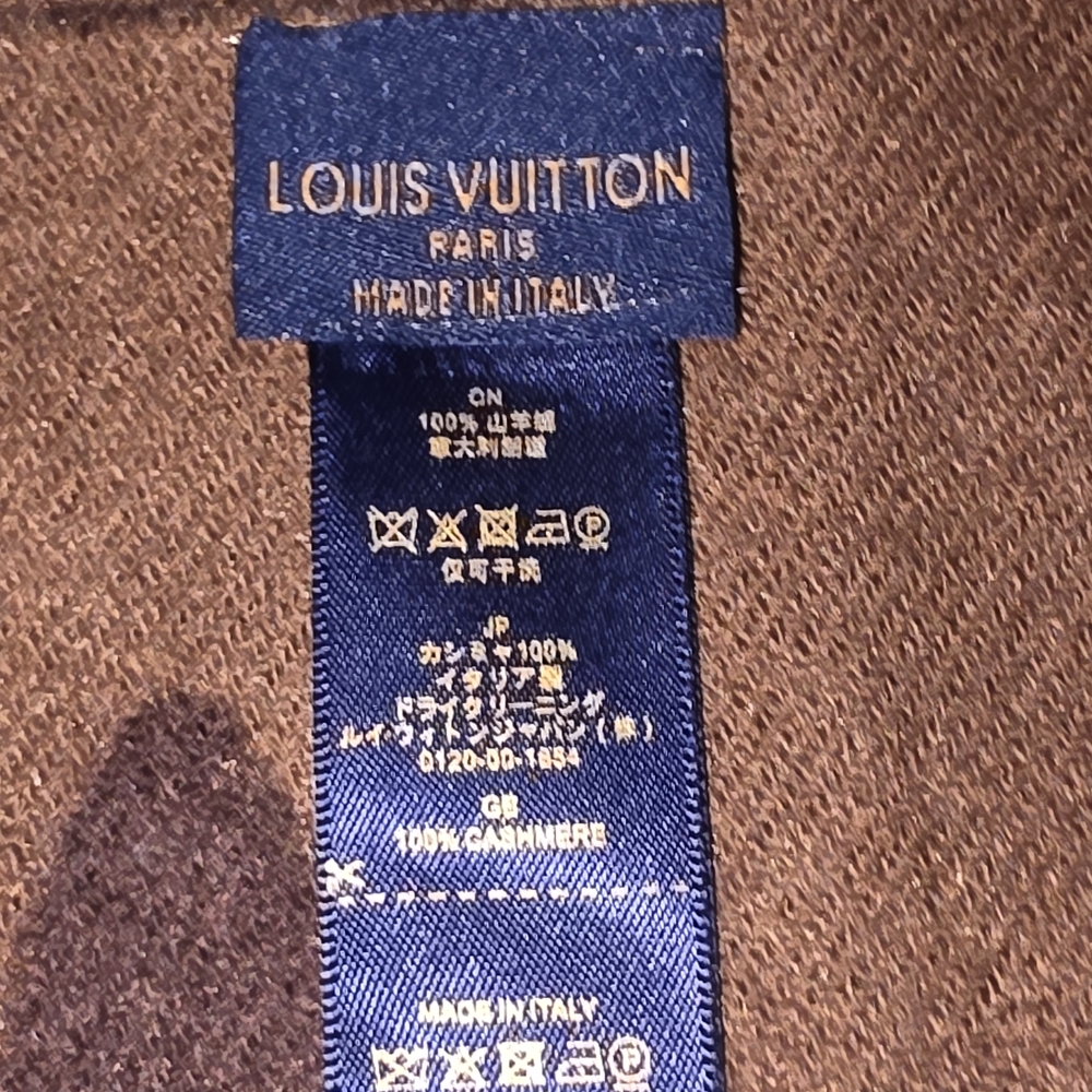 Louis Vuitton Brown Monogram Scarf. Unisex. NWOT. 100% Cashmere - Picture 5 of 6